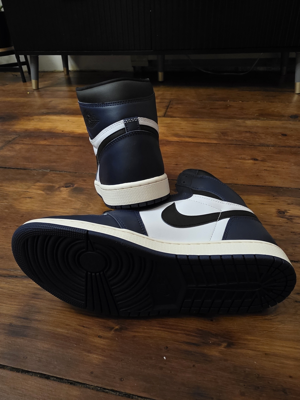 Air Jordan 1 Retro High OG Midnight Navy Black White Sail Sz 11 NEW DS